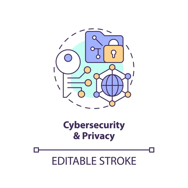 stock vector Cybersecurity and privacy concept icon. Safety on internet. Governmental IT funding abstract idea thin line illustration. Isolated outline drawing. Editable stroke. Arial, Myriad Pro-Bold fonts used