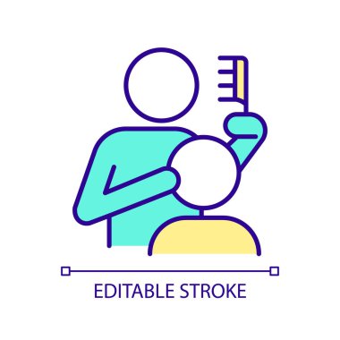 Kişisel bakım servisi RGB renk simgesi. Günlük rutin işlerde yardım edin. Tımar ve fırçalama. Güzellik salonu. İzole vektör çizimi. Basit bir çizgi çizimi. Düzenlenebilir vuruş