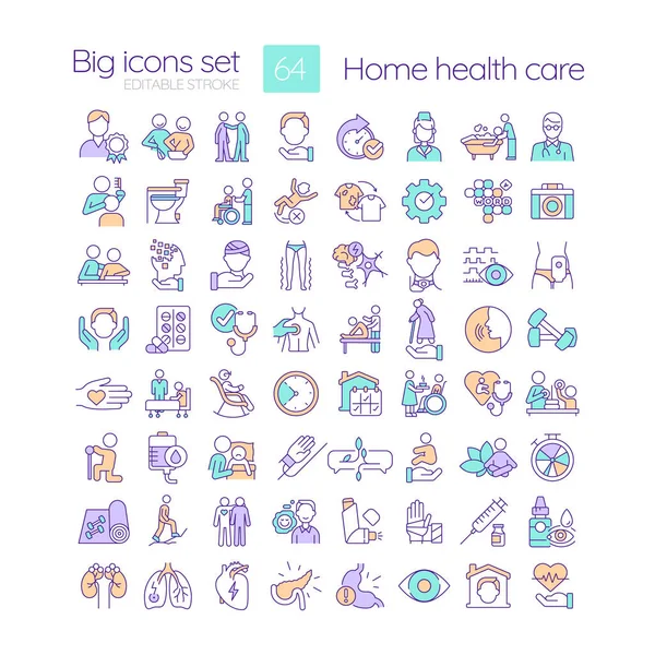 Home Health Care Rgb Color Icons Set Medical Services Nursing — Stock Vector