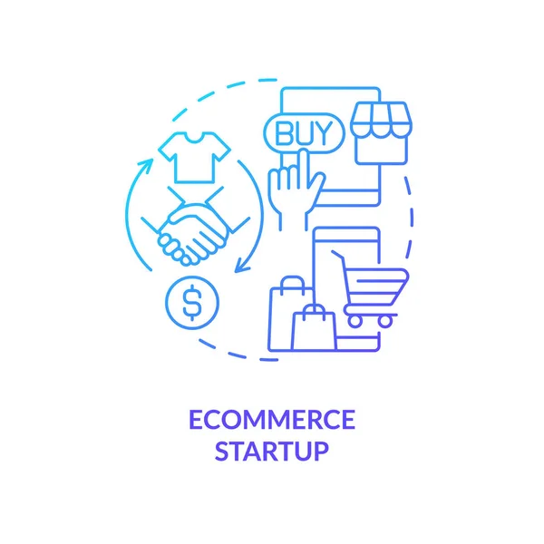 Ikona Koncepcji Commerce Startup Blue Gradient Rozwój Handlu Detalicznego Online — Wektor stockowy