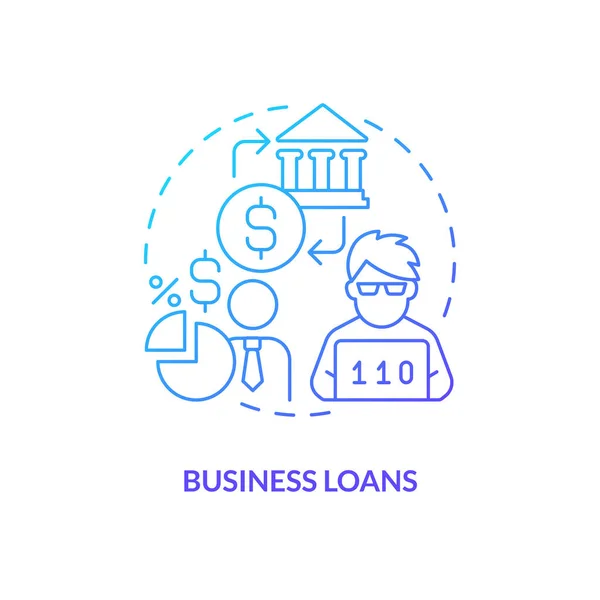 Business Loans Blue Gradient Concept Icon Podpora Podnikatelů Možnost Financování — Stockový vektor