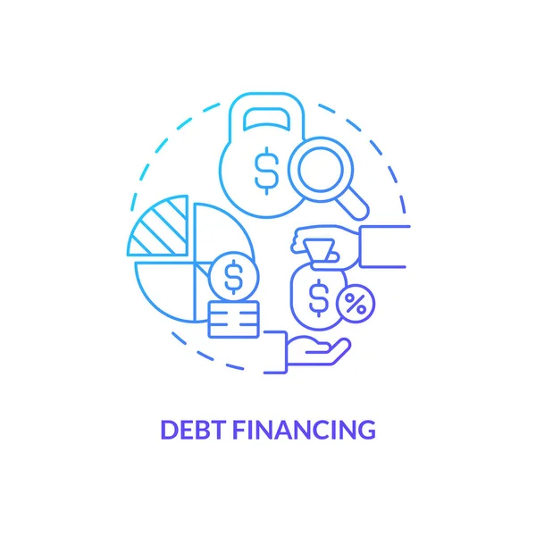 Dívida Financiamento Ícone Conceito Gradiente Azul Regulamento Relativo Aos Pagamentos — Vetor de Stock