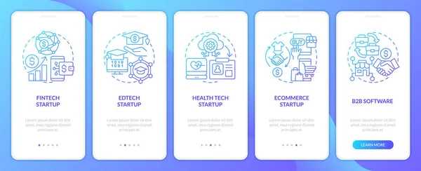 Najlepszy Startup Branż Niebieski Gradient Pokładzie Mobilny Ekran Aplikacji Finansowanie — Wektor stockowy