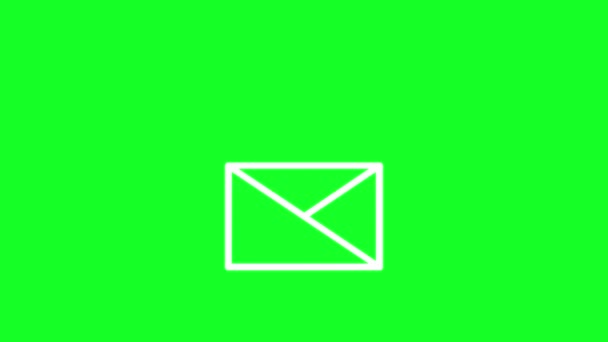 Ícone Linha Branca Envelope Animado Carta Marca Verificação Loop Vídeo — Vídeo de Stock