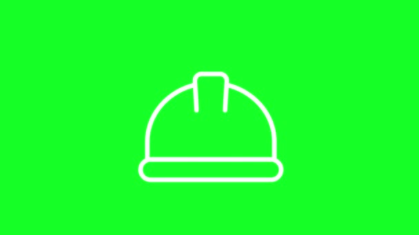 Animated Hard Hat White Line Icon Безопасная Одежда Профилактика Травм — стоковое видео
