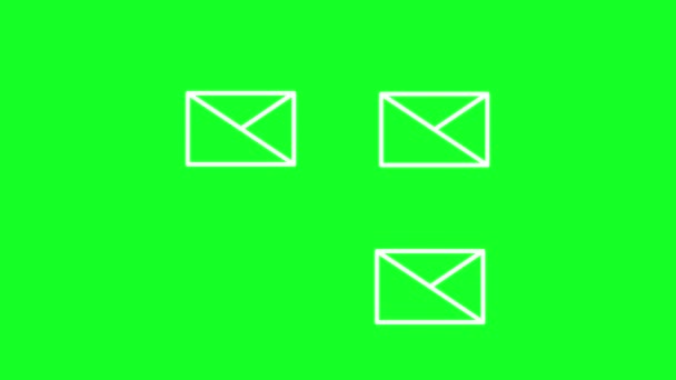 Animált Levelező Fehér Vonal Ikonok Mail Leveleket Küldeni Kapni Loop — Stock videók