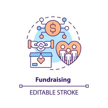 Bağış toplama konsepti. Finansal katkıda bulun. DAO kullanım amacı soyut fikir ince çizgi çizimi. İzole bir taslak çizim. Düzenlenebilir felç. Arial, Myriad Pro-Kalın yazı tipleri