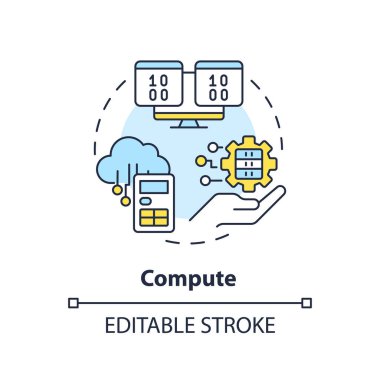 Konsept simgesini hesapla. Bilgi içeren operasyonlar. Veri Gölü 'ne karşı veri deposu soyut fikir ince çizgi çizimi. İzole bir taslak çizim. Düzenlenebilir felç. Arial, Myriad Pro-Kalın yazı tipleri