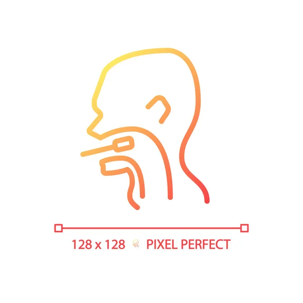 Keelexamen Pixel Perfecte Gradiënt Lineaire Vector Pictogram Medische Controle Van — Stockvector