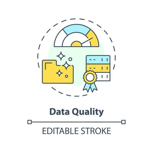 Stock vector Data quality concept icon. Relevant and accurate information. Data lake key concept abstract idea thin line illustration. Isolated outline drawing. Editable stroke. Arial, Myriad Pro-Bold fonts used