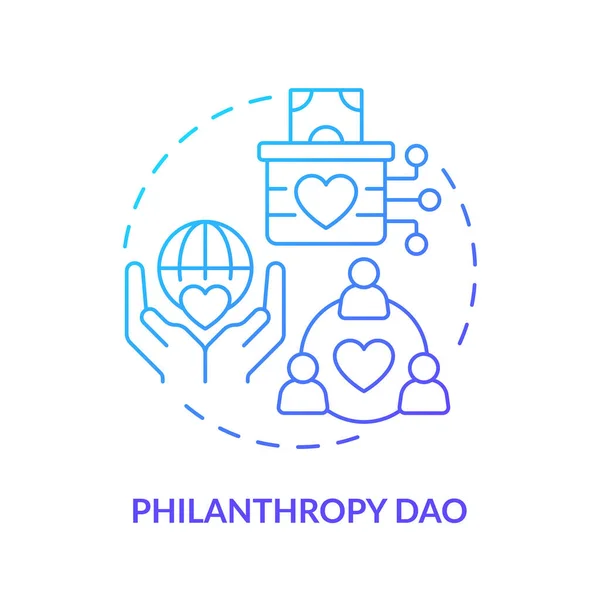 Filantrópia Dao Kék Gradiens Koncepció Ikon Jótékonysági Alap Decentralizált Autonóm — Stock Vector