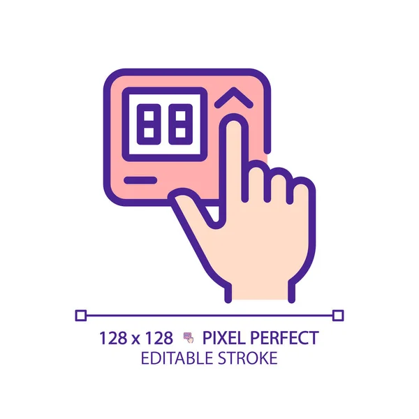 Main Avec Pixel Thermostat Parfaite Icône Couleur Rvb Réglage Température — Image vectorielle