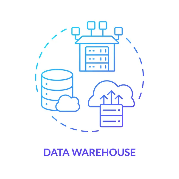 Data Warehouse Ícone Conceito Gradiente Azul Armazenamento Online Análise Informação — Vetor de Stock