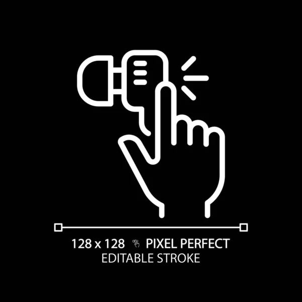 Hand Mit Kopfhörer Pixel Perfekte Weiße Lineare Symbol Für Dunkles — Stockvektor