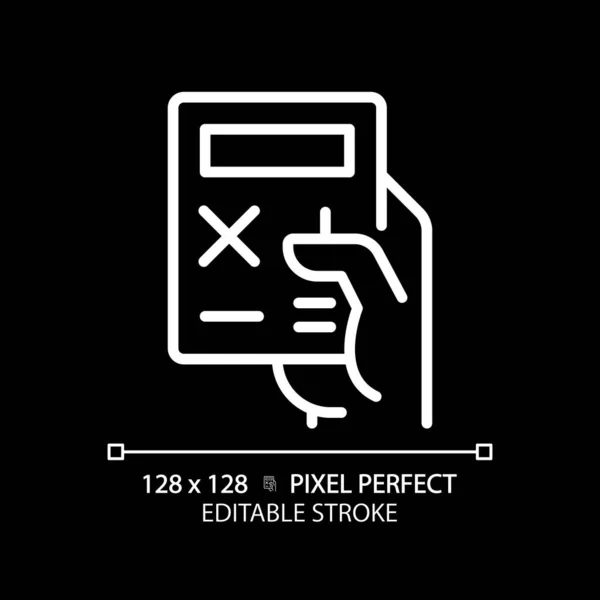 Mão Com Pixel Calculadora Ícone Linear Branco Perfeito Para Tema —  Vetores de Stock
