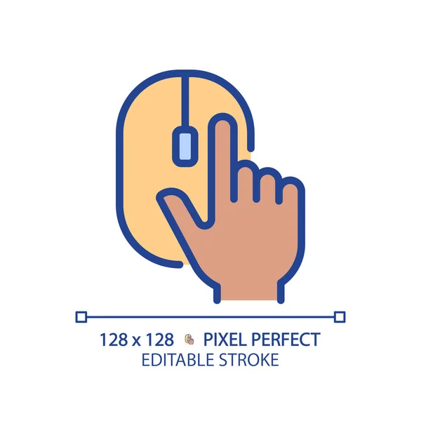 Schwarze Hand Mit Computer Maus Pixel Perfekte Rgb Farb Symbol — Stockvektor
