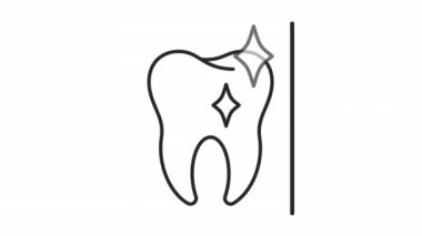 Canlandırılmış prosedür doğrusal simgesi. Kozmetik dişçiliği. Diş görünüşünü geliştir. Diş tedavisi. Şeffaf arkaplanda alfa kanalı olan kusursuz HD video. Taslak hareketli grafik canlandırması