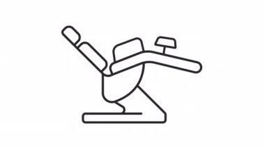 Animasyon tıbbi sandalye doğrusal simgesi. İnceleme ve kontrol. Tıbbi klinik ekipmanları. Şeffaf arkaplanda alfa kanalı olan kusursuz HD video. Taslak hareketli grafik canlandırması