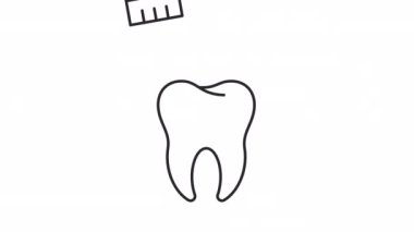 Animasyon fırçalama doğrusal simgesi. Diş hijyeni. Çürümeyi önleme. Günlük rutin. Şeffaf arkaplanda alfa kanalı olan kusursuz HD video. Taslak hareketli grafik canlandırması