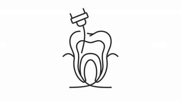 Icona Lineare Endodonzia Animata Trattamento Della Polpa Dentale Otturazione Odontoiatria — Video Stock