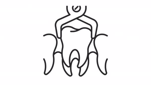 Линейная Иконка Анимационного Исхода Удаление Зубов Стоматологическая Операция Инструмент Удаления — стоковое видео