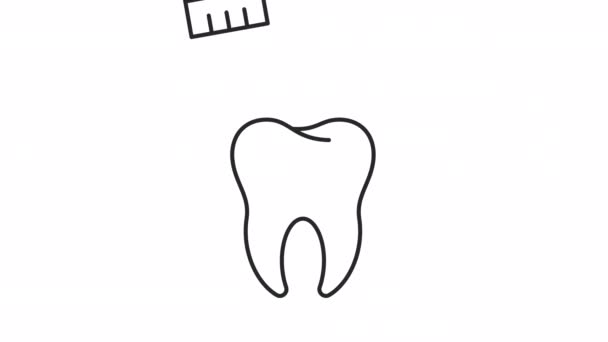 Animované Kartáčování Lineární Ikony Zubní Hygiena Prevence Rozpadu Každodenní Rutina — Stock video