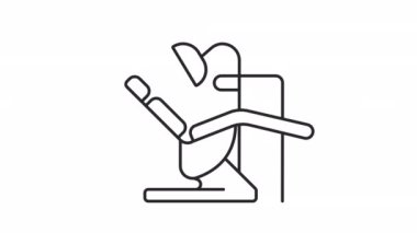 Canlandırılmış ekipman doğrusal simgeleri. Dişçi kliniği servisi. Tedavi ve hijyen. Diş hekimliği. Şeffaf arkaplanda alfa kanalı olan kusursuz HD video. Taslak hareketli grafik canlandırması