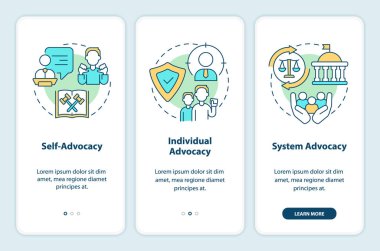 Mobil uygulama ekranında savunma türleri. Hukuki koruma, doğrusal kavramlarla birlikte düzenlenebilir grafik talimatlarını 3 adımdan geçirin. UI, UX, GUI şablonu. Kullanılan sayısız Pro-Kalın, Düzenli yazı tipleri
