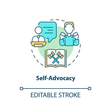 Kendini savunma konsepti ikonu. Kendini tanıtma yeteneği. Yasal koruma tipi soyut fikir ince çizgi çizimi. İzole bir taslak çizim. Düzenlenebilir felç. Arial, Myriad Pro-Kalın yazı tipleri