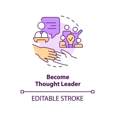 Düşünce lideri konsepti ikonu ol. Sosyal medya stratejisi soyut fikri savunmak için ince çizgi çizimi. İzole bir taslak çizim. Düzenlenebilir felç. Arial, Myriad Pro-Kalın yazı tipleri
