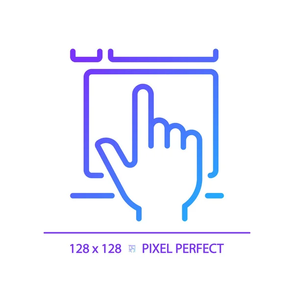 Mano Con Píxel Táctil Icono Vector Lineal Gradiente Perfecto Dedo — Vector de stock