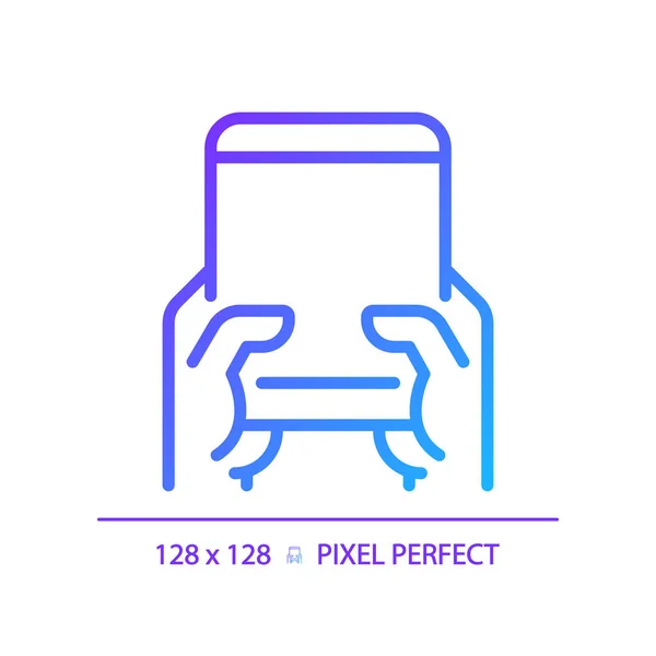 Mano Con Píxel Tableta Perfecta Gradiente Icono Vector Lineal Persona — Vector de stock