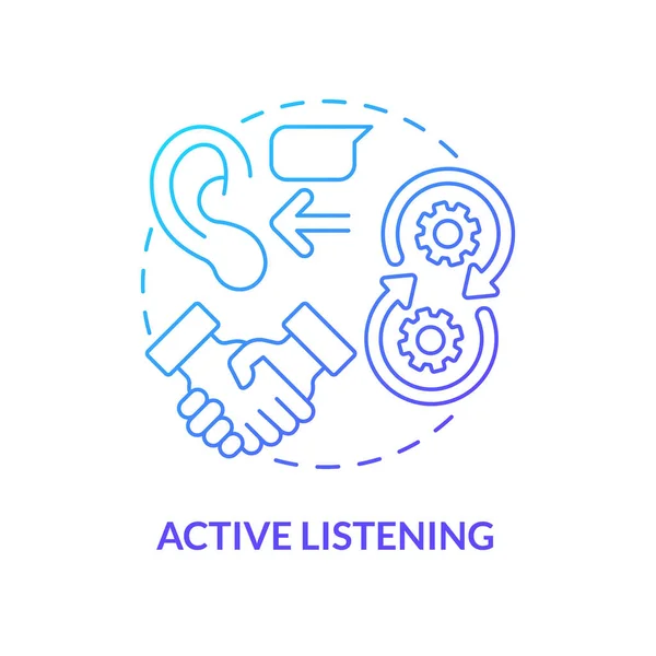 Icono Concepto Gradiente Azul Escucha Activa Compartir Experiencia Valor Defensor — Archivo Imágenes Vectoriales