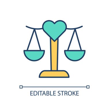 Sosyal destek etkinliği RGB renk simgesi. Adalet ve hukuk yönetmeliği. Kamuoyu seçim kampanyası berraklığı. Yasal hizmet. İzole vektör çizimi. Basit bir çizgi çizimi. Düzenlenebilir vuruş