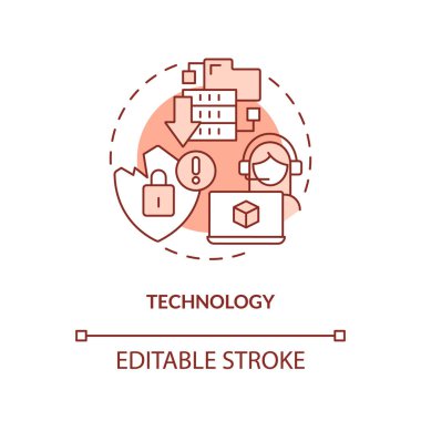 Teknoloji Terracotta konsept ikonu. Veri güvenlik sorunları. Tedarik zinciri bozulması soyut fikir ince çizgi çizimi. İzole bir taslak çizim. Düzenlenebilir felç. Arial, Myriad Pro-Kalın yazı tipleri