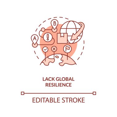 Küresel dayanıklılık terracotta konsept ikonu eksikliği. Tedarik zinciri soyut fikir ince çizgi illüstrasyonuna meydan okuyor. İzole bir taslak çizim. Düzenlenebilir felç. Arial, Myriad Pro-Kalın yazı tipleri