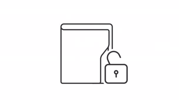 Icono Lineal Seguridad Archivos Animados Información Segura Acceso Carpeta Con — Vídeos de Stock