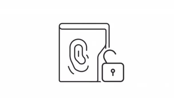 Icono Lineal Animado Archivo Alto Secreto Protección Información Seguridad Datos — Vídeos de Stock