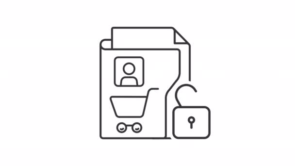 Icono Lineal Datos Cliente Animados Protección Datos Del Consumidor Seguridad — Vídeos de Stock
