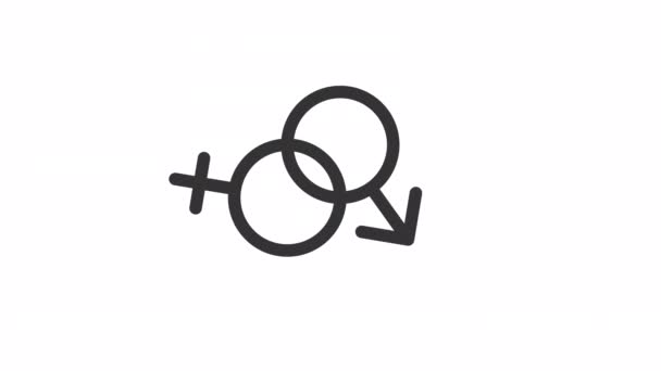 Animowana Heteroseksualna Ikona Liniowa Orientacja Seksualna Mężczyzna Kobieta Związki Małżeńskie — Wideo stockowe