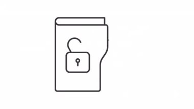 Animasyon sınıflandırma doğrusal simgesi. Gizli bir bilgi. Veri koruması. Dizin erişimi. Şeffaf arkaplanda alfa kanalı olan kusursuz HD video. Taslak hareketli grafik canlandırması