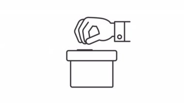 Animasyon oylaması doğrusal simgesi. Politik bir ilişki. Anket ve oylama. Gizli seçim. Şeffaf arkaplanda alfa kanalı olan kusursuz HD video. Taslak hareketli grafik canlandırması