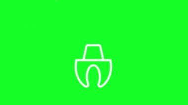 Canlandırılmış diş kapağı beyaz çizgi simgesi. Diş tacı. Diş prosedürü. Krom anahtarlı HD video, şeffaf arkaplanda alfa kanalı, siyah katı arkaplan. Taslak hareketli grafik canlandırması