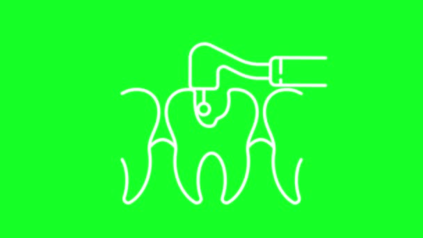 Анімований Зуб Розпадається Піктограмою Білої Лінії Лікування Зубної Порожнини Цикл — стокове відео