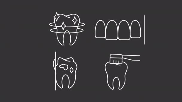 Iconos Línea Blanca Higiene Animada Servicio Odontología Cosmética Loop Video — Vídeos de Stock