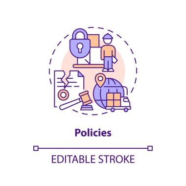 Politika konsepti ikonu. Hükümet kararları. Tedarik zinciri bozulması soyut fikir ince çizgi çizimi. İzole bir taslak çizim. Düzenlenebilir felç. Arial, Myriad Pro-Kalın yazı tipleri