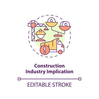 İnşaat endüstrisi imar konsepti ikonu. Tedarik zinciri bozulma hatası soyut fikir ince çizgi çizimi. İzole bir taslak çizim. Düzenlenebilir felç. Arial, Myriad Pro-Kalın yazı tipleri