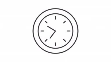 Animasyon saat doğrusal simgesi. Web sitesi yükleyicisi. Bekle-animasyon. Zaman gösteriliyor. İlerleme göstergesi. Şeffaf arkaplanda alfa kanalı olan kusursuz HD video. Taslak hareketli grafik canlandırması