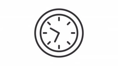 Canlandırılmış zaman ve saat doğrusal simgeleri. Web sitesi için bekleme animasyonları. Program ve zamanlama. Şeffaf arkaplanda alfa kanalı olan kusursuz HD video. Taslak hareketli grafik canlandırması