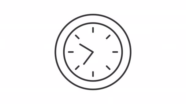 Ícone Linear Relógio Animado Carregador Sites Espera Animação Mostrar Tempo — Vídeo de Stock